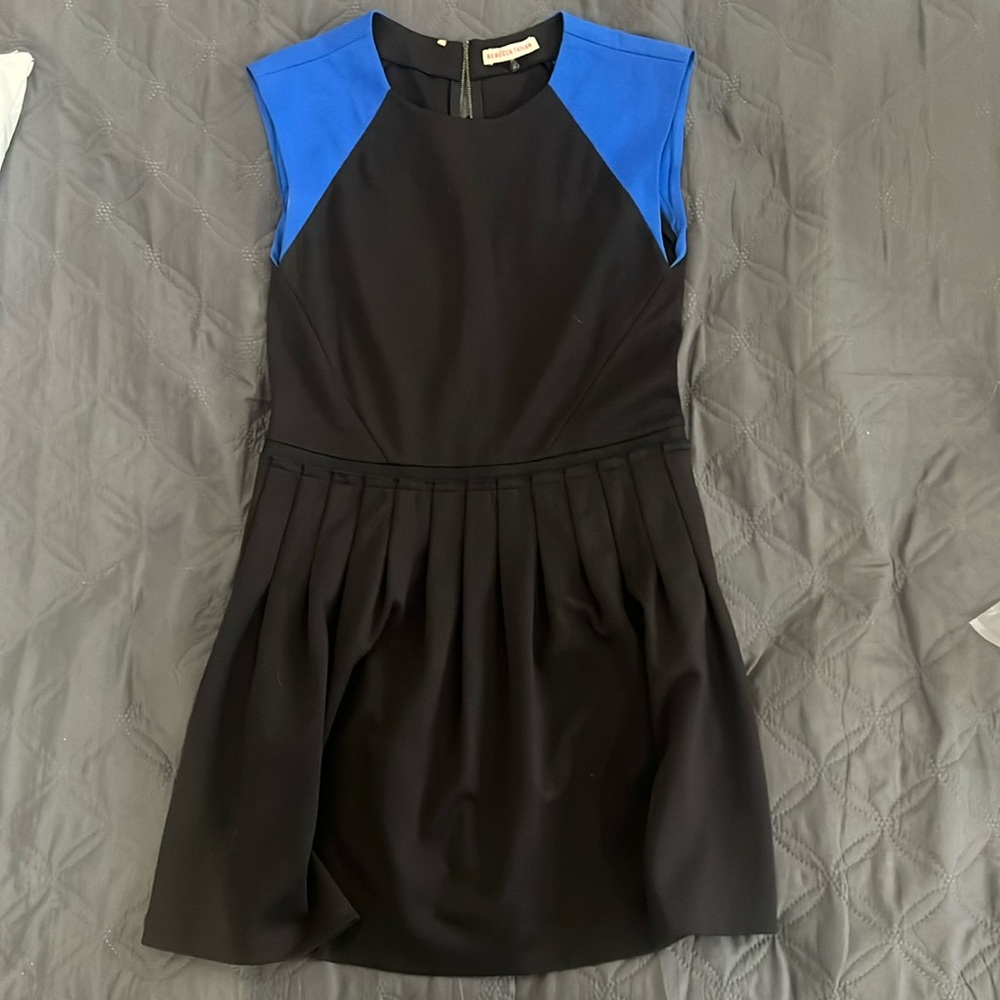 Rebecca Taylor black mini dress with blue accent
